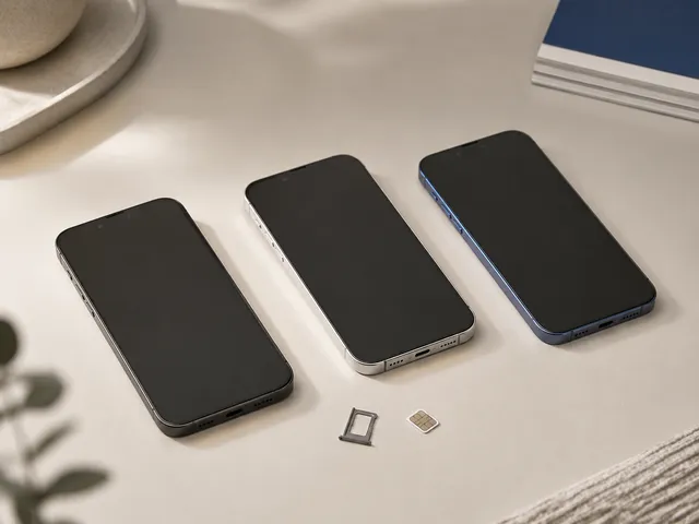 AI-generated illustration of three unbranded smartphones beside a SIM tray.